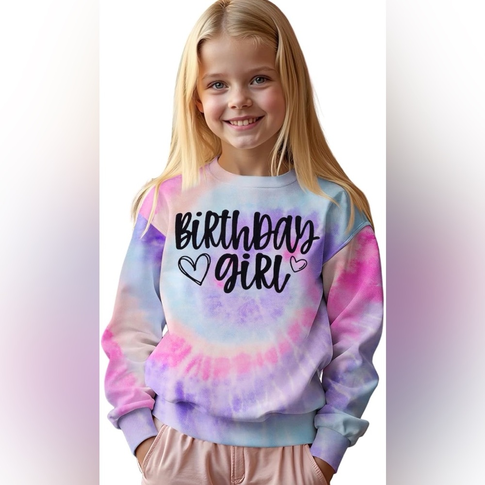 Birthday Girl Tie-Dye Sweatshirt-SIZE 9-10y